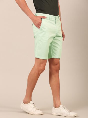 Model wearing Sea Mist Smart Fit shorts for men side